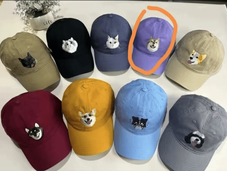 Custom embroidered pet cap, personalized baseball cap using your pet photo