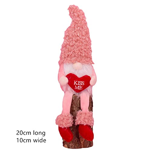 UNFINDINGS Pink Sitting Gnomes Plush Mr & Mrs Valentines Day Decor Doll Couple Home Table Valentine Plush Wedding Ornament Gifts Sweet Present 7.8in