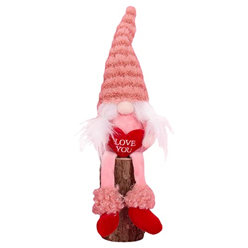 UNFINDINGS Pink Sitting Gnomes Plush Mr & Mrs Valentines Day Decor Doll Couple Home Table Valentine Plush Wedding Ornament Gifts Sweet Present 7.8in