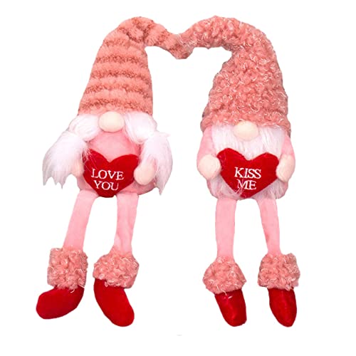 UNFINDINGS Pink Sitting Gnomes Plush Mr & Mrs Valentines Day Decor Doll Couple Home Table Valentine Plush Wedding Ornament Gifts Sweet Present 7.8in